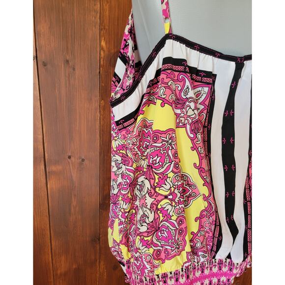 Lane Bryant Women 26/28 Pink Floral Satin Shell Top Adjustable Straps Ruffle🌸 - Picture 9 of 11